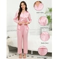 thumbnail image 3 of Silk Satin Pajama Set for Women-Long Sleeve Thermal Nightwear Set with Lace Trim,V-Neck Button Front Loungewear(2-Piece Sleepwear Set,S-XXL), 3 of 11