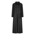 thumbnail image 4 of Mrat Women Linen Button Jumpsuits Long Sleeve Shirt Wide Leg Jumpsuit Beach Baggy Pants One-Piece Jumpsuit with Pockets S-76 Black m, 4 of 6