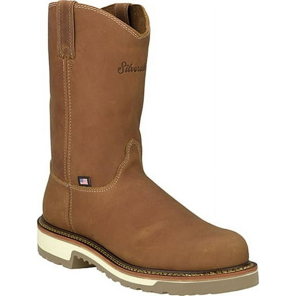 Silverado Men's Pull-On Western Work Boot Soft Toe Tan 8.5 EE US