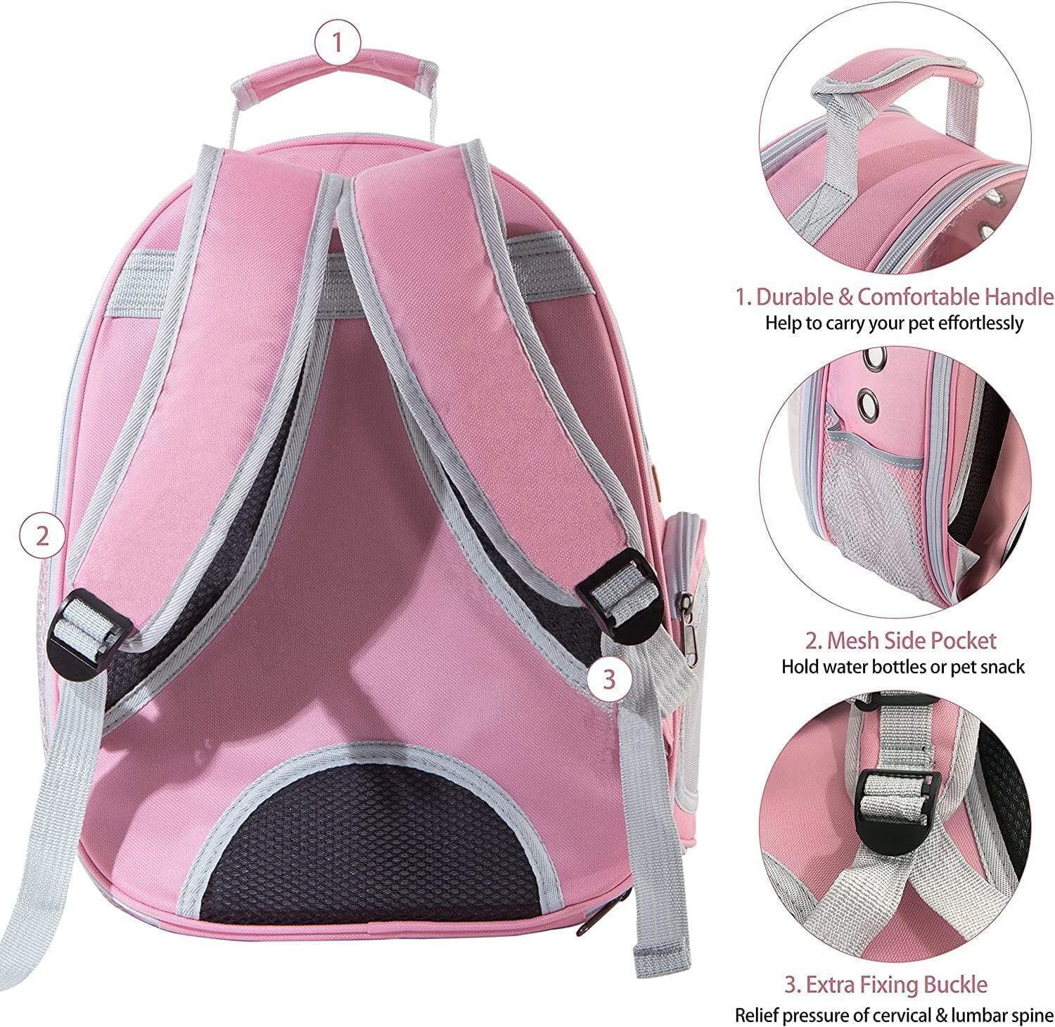 Bubble Carrying Bag for Small Medium dogs Cats, Space Capsule Pet Hiking backpack, Airline Approved Travel carrier - Pink