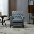 thumbnail image 2 of Upholstered Sofa Chair, Linen Living Room Chairs with Thick Seat Cushion and Button Tufted Back, Modern Accent Reading Chair Recliner Chair for Bedroom, Office, Gray, 2 of 7