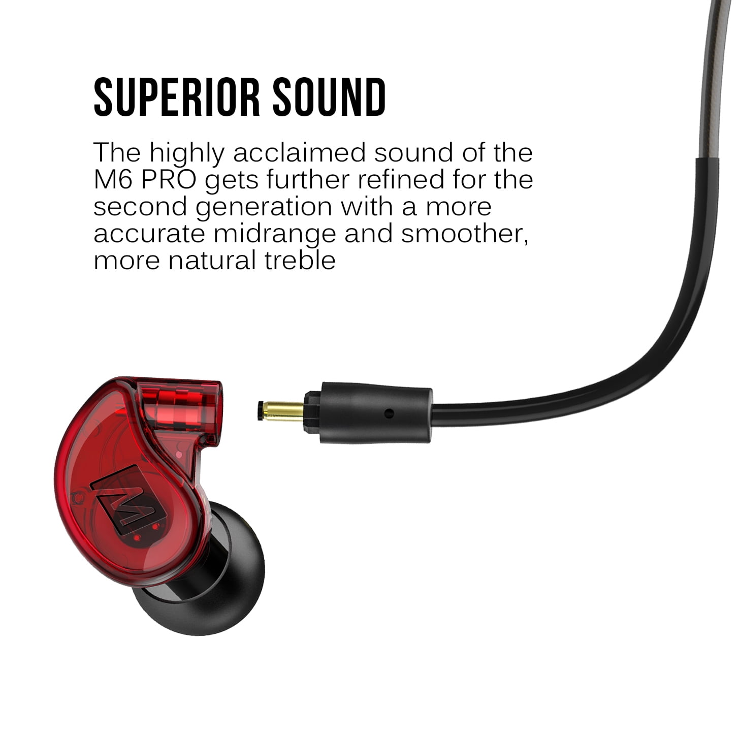 MEE audio M6 PRO In Ear Monitor Headphones for Musicians, 2nd Gen Model With Upgraded Sound, 2 Cords