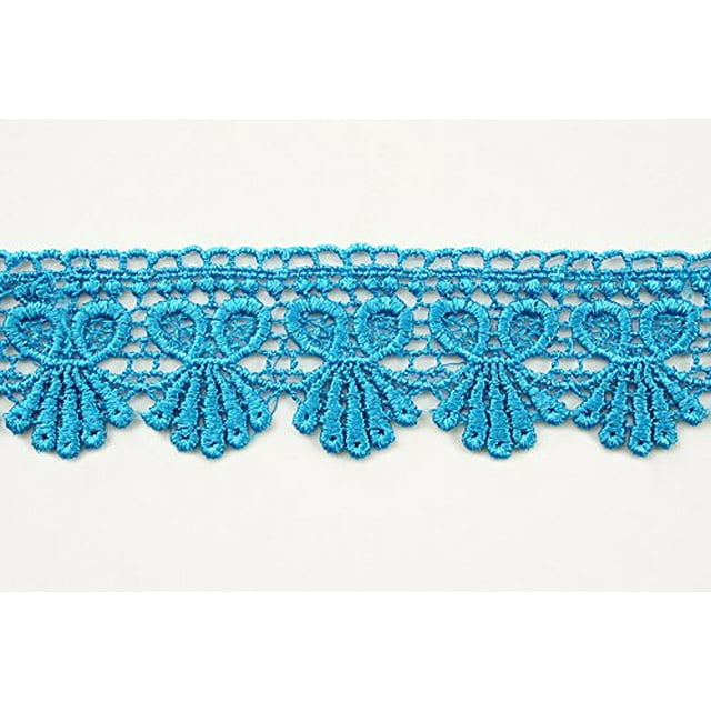 Altotux 1.75" Multiple Colors Available Embroidered Floral Venice Lace Trimming Guipure Sold By Yard (Turquoise)