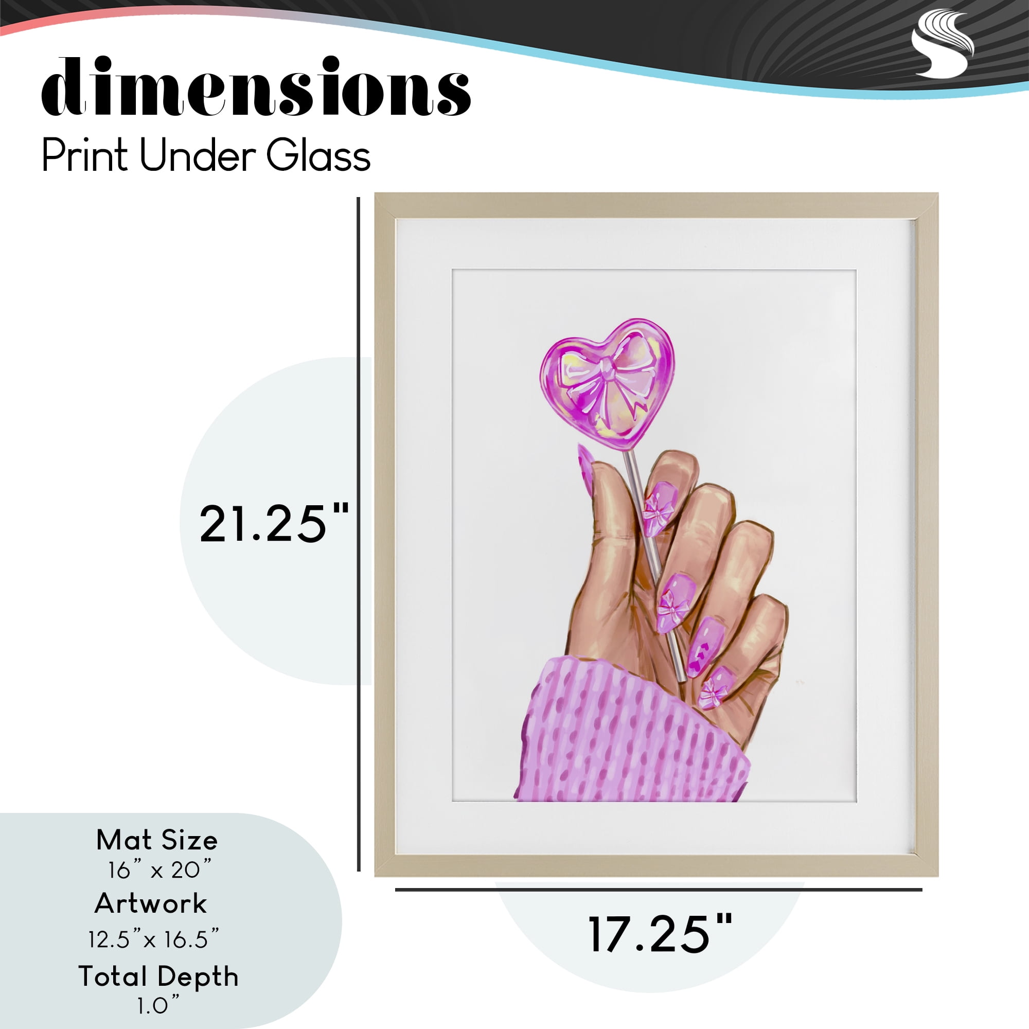Pink Fashion Bow Lollipop Birch Framed Print Under Glass, design by Ziwei Li