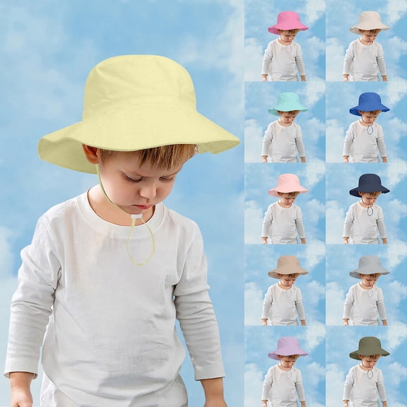 LRen Little Girl Tea Party Hats Adjustable Kids Sun Hat for Outdoor Beach Play Fisherman Cap with Wide Brim Army Green