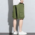 thumbnail image 6 of Besolor Cargo Shorts for Men Drawstring Elastic Waisted Wide Leg Lightweight Thin Quick Dry Workout Hiking Shorts with Multi-pocket(XX-Large,Army Green), 6 of 7