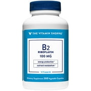 Vitamin B2 (Riboflavin) 100mg - Energy Production & Nutrient Metabolism Support Supplement, Essential B Vitamin - Once Daily, Gluten Free (300 Capsules) by The Vitamin Shoppe