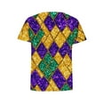 thumbnail image 4 of successthop Mardi Gras T Shirts for Women Grids Casual Plus Size Crewneck Outfits Short Sleeve Tops Lightweight Shirt M, 4 of 5