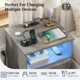 thumbnail image 4 of LGHM Nightstand Set of 2 with Charging Station and LED Lights, Bedside Table with 2 Drawers, Bed Side Tables for Bedroom, Modern Farmhouse Nightstands End Table for Living Room, Gray, 4 of 11