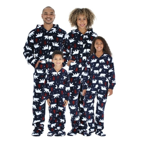 

SleepytimePjs Family Matching Fleece Navy Bear Onesie Hooded Footed Pajama