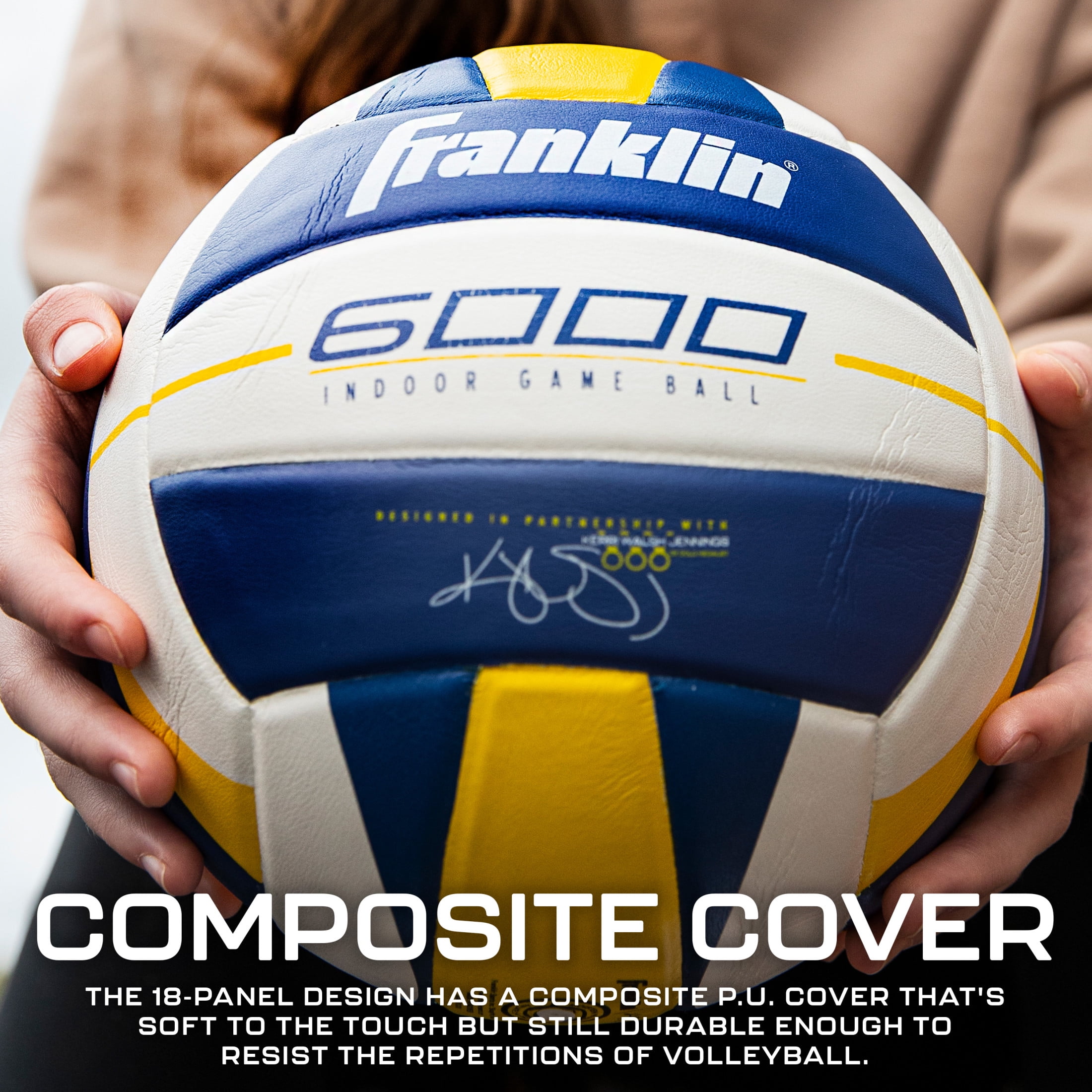 Franklin Sports Indoor Training Volleyball - Premium 6000 Official Size  - Competition - Ball + Pump