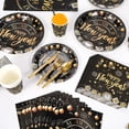 thumbnail image 5 of 162PCS New Years Eve Party Supplies Tableware Set for 20 Guests, Black Gold Happy New Years Banner Tablecloth Plates Cups Napkins for 2026 NYE Eve Party Decorations, 5 of 7