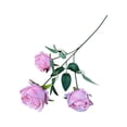 thumbnail image 2 of 1 Stem Three-Headed Artificial Rose Flower Faux Silk Rose Head Branch for Wedding Bouquet Centerpiece Hotel Home Table Decor 66cm, Clearance Pink, 2 of 9