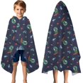 thumbnail image 3 of Navy Dinosaurs Space Surfing Pattern Hooded Bath Towel，50"x30" for Ages 3 To 12 Kids, Quick Dry Lightweight Soft Microfiber Hood Beach Towel Cover Up for Kids, 3 of 7