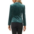 thumbnail image 4 of INSPIRE CHIC Women's Vintage Velvet Blazer Notched Lapel Button Front Wear-to-Work Jacket S Dark Blue Grey, 4 of 7