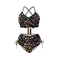 thumbnail image 4 of Xoenoiee Colorful Music Note Print High Waisted Bikini Set for Women 2026 Twist Front Swimsuits 2 Piece Tummy Control Bathing Suits Summer Beachwear, L, 4 of 7