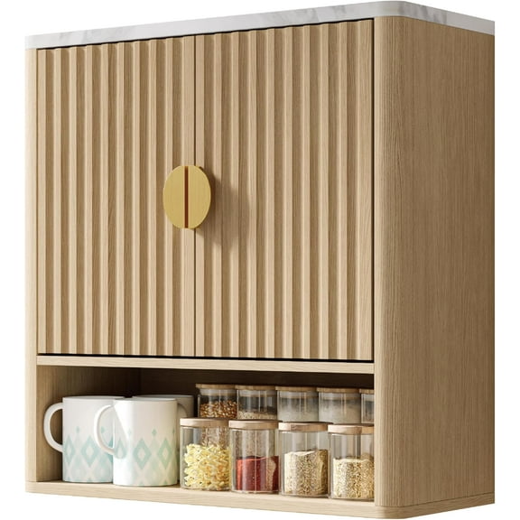 Bathroom Cabinet Wall Mount with Adjustable Shelf, Modern Medicine Cabinet with 2 Doors, Small Wall Mounted Storage Organizer, Over Toilet Storage for Bathroom (Natural Oak, 23 ")