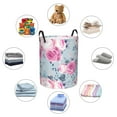 thumbnail image 3 of DouZhe Waterproof Collapsible Large Laundry Baskets, Romantic Pink Navy Floral Prints Circular Hamper with Handles, 3 of 6