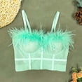 thumbnail image 2 of ATOYSOY Corset Shapewear Underwired Feather Breathable Push Up Underwear Summer Party Camisole Slim Tank Crop Tops Workout Girls Teens Smoothing Comfy Bra Green, 2 of 5