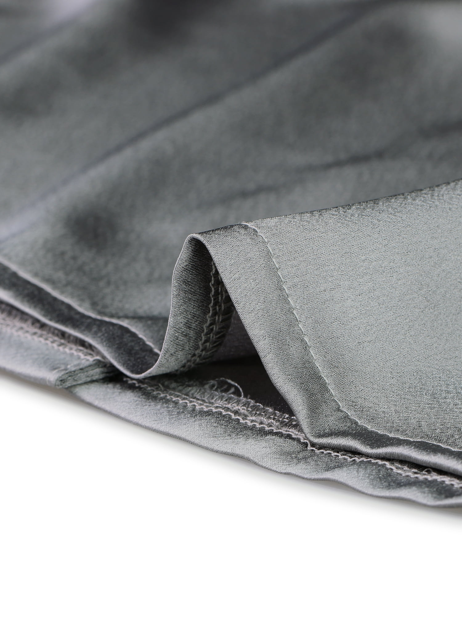Unique Bargains Women's Pajama Short Sleeves Button Down Top and Shorts Satin Sets XL Grey