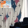 thumbnail image 5 of Red Blue Diamond Blackout Curtains for Bedroom/Living Room, Pinch Pleated Black Out Curtains, Modern Geometric Middle Century Beige Room Darkening Window Drapes with Hooks 2 Panels, 59"x70", 5 of 8