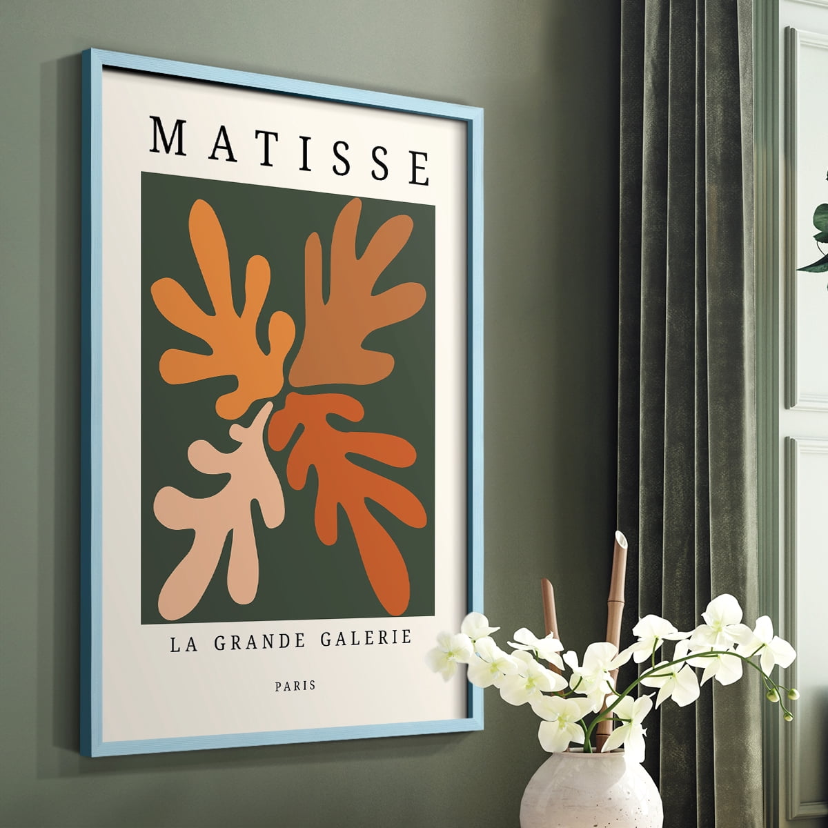 Matisse CCCLXXXV in Blue Solid Wood 22 x 28 Framed Print