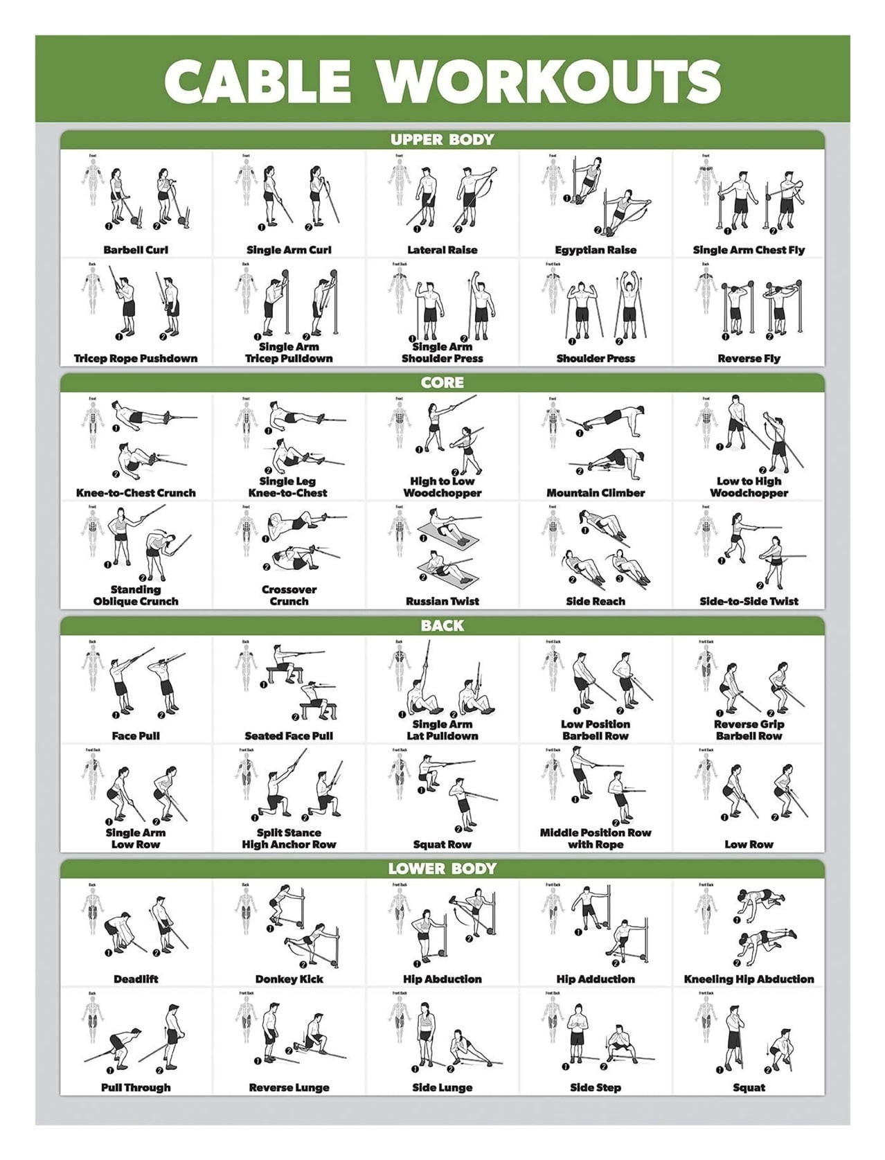 Cable Workout Posters A must-have poster for fitness enthusiasts, specially designed for gyms.