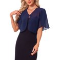 thumbnail image 4 of INSPIRE CHIC Shrugs for Women's Ruffle Short Sleeve Open Front Bolero Summer Cropped Cardigan for Dress L Dark Blue, 4 of 6