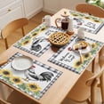 thumbnail image 5 of Retro Rooster Placemats Set of 8 Sunflower Plaid Watercolor Animals Place Mats Indoor Wipeable Table Mats Washable Cloth Dining Table Placemats for Kitchen Holiday Party Home Decor 13x19 Inch, 5 of 9
