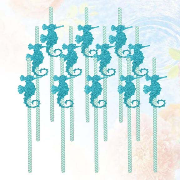 MEIBUTYUP Party Paper Straws Sky-Blue for Smoothies and Cocktails 12Pcs