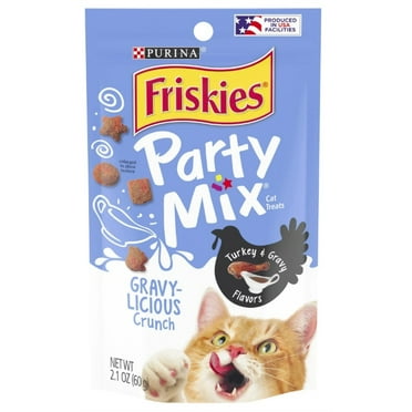 Friskies Party Mix Crunch Gravy-licious Turkey & Gravy Treats 2.1 oz (Pack of 48)