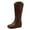 Brown, variant on Womens Cowboy Cowgirl Boots Wide Mid Calf Square Toe Riding Boots Block Chunky Heel Low Heel Distressed Studded Boots