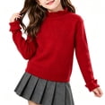 thumbnail image 2 of LIaqionyy Girls Mock Turtleneck Sweaters Long Sleeve Cute Basic Plain Tops Causal Comfy Soft Knit Sweater, 2 of 6
