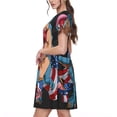 thumbnail image 2 of Easygdp Blue Dinosaur para Vestido Transpirable de Mujer, Vestido Suelto de Manga Corta con Pliegues y Bolsillos para el Verano, 2 of 6