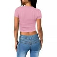 thumbnail image 4 of Mittory Womens Tops Trendy Basic Crew Neck Short Sleeve T Shirt Slim Fit Cute Crop Top Shirts Casual Summer Clothes, 4 of 7