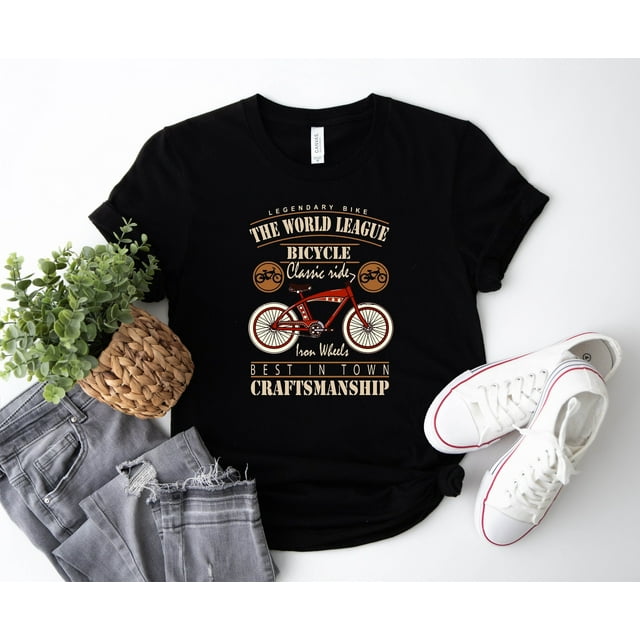 Trendy Bike Lover's T-Shirt,Wheels of Freedom Cool Cycling Tee,Bike & Beyond: Adventure-Re - As Picture - M