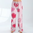 thumbnail image 6 of Women's Drawstring Valentine's Day Printed Casual Pants, Elastic Waist Lounge Pants for Women, Holiday Themed Sleepwear Pajama Pants, Comfortable Fit,Deep Red,S, 6 of 7