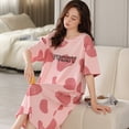 thumbnail image 5 of Camisones con estampado de algodón para mujer, ropa de dormir coreana, suave, Vestido de manga corta, camisón para el hogar, 5 of 5