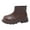 Brown, variant on Fashion Shoes for Baby Girls Black Platform Booties for Toddler Girls Front Zipper Cheer Shoes Outdoor Warm Non Slip Mary Jane Shoes