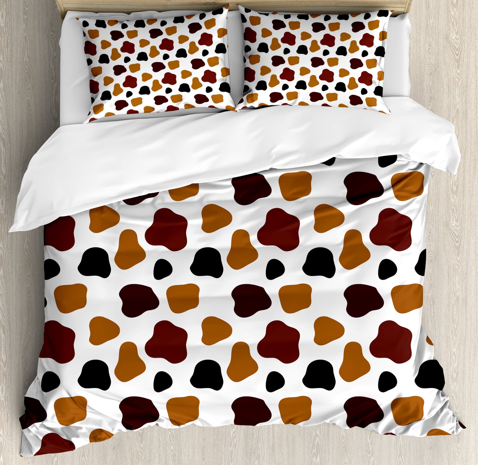 Cow Print King Size Duvet Cover Set, Cow Skin Animal Abstract Spots