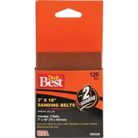 

Do it Best 3 In. x 18 In. 120 Grit Heavy-Duty Sanding Belt (2-Pack)