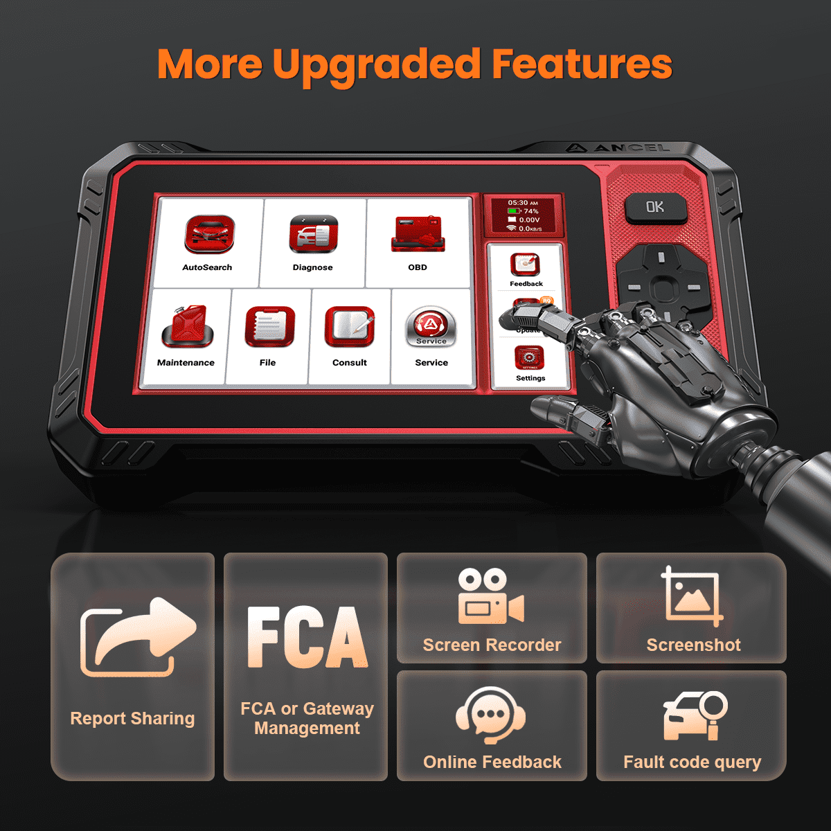 ANCEL DS400 Lite Bidirectional ABS SRS Car OBD2 Scanner Diagnostic Tool Oil EPB with BM310 12V Battery Tester