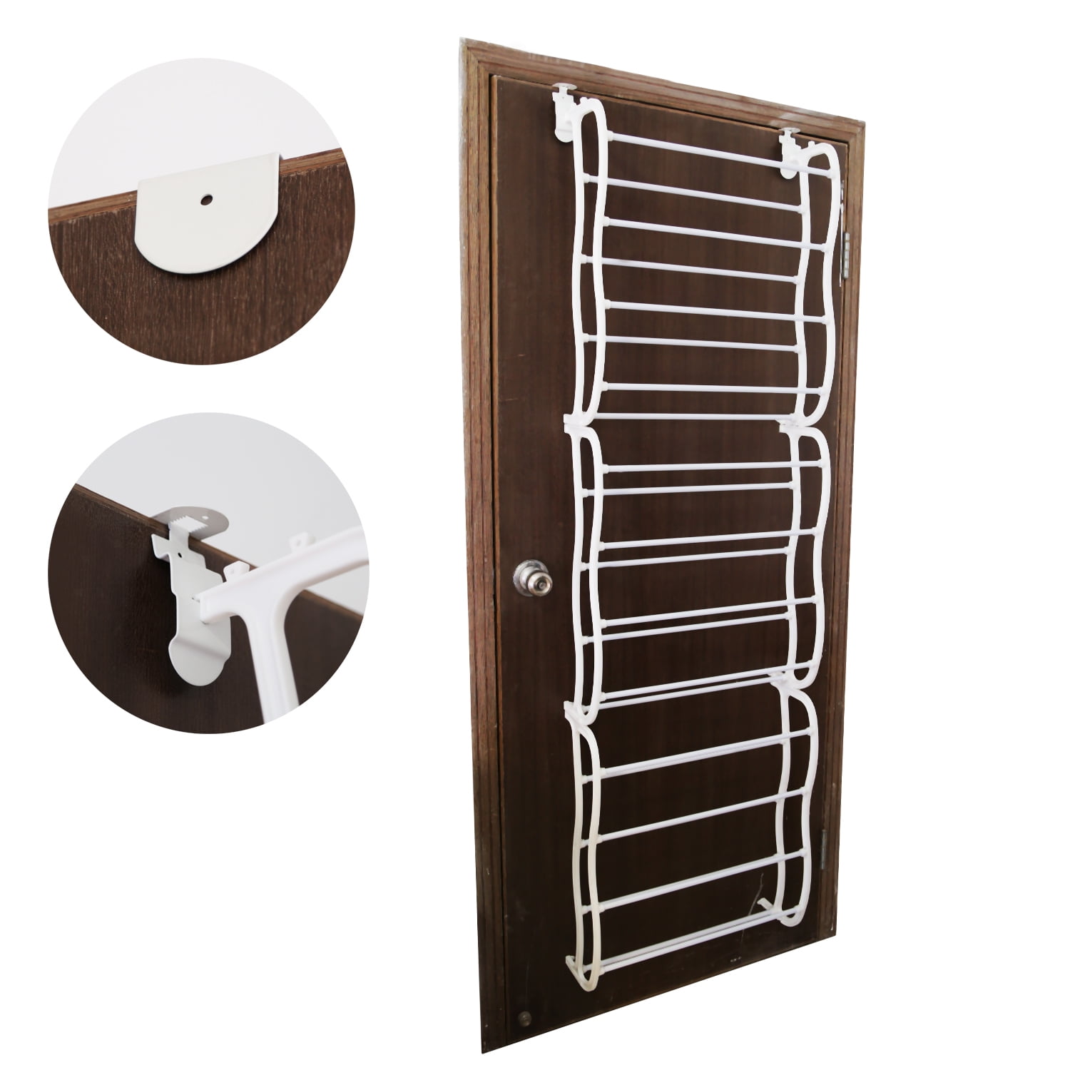 Over The Door Shoe Rack TeqHome 12-Tier 36 Pair Wall Hanging Closet Shoe Organizer Storage Stand White