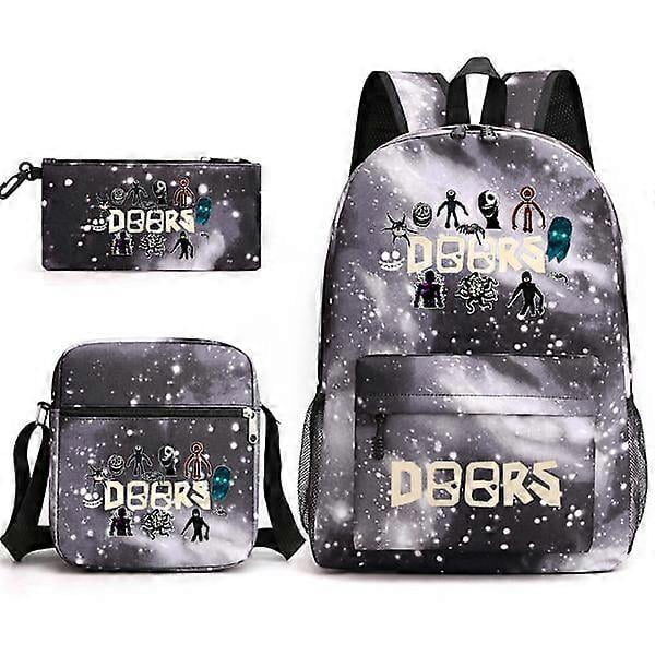 Doors roblox three-piece backpack Starry Sky Black ~ 1 three-piece. Kids backpack.