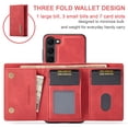 thumbnail image 6 of Case for Samsung Galaxy S24 Plus, Wallet Phone Case with Detachable Card Holder for Samsung Galaxy S24 Plus Kickstand Magnetic 2 in 1 Design Case, Premium PU Leather Shockproof Protective Cover, Red, 6 of 9
