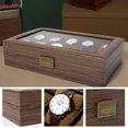 thumbnail image 2 of Uten Wood Watch Box, Watch Storage Case, Watch Organizer with Glass Display Lid for Men, 10 Slots, 2 of 12