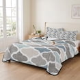 thumbnail image 2 of Blue Grey Twin XL Size Quilt Set Lightweight Bedspread Coverlet Set, Morocco Geometric Plaid Quilted Bedding Cover with 2 Pillow Shams for All Season Layering 68"x98", 2 of 7