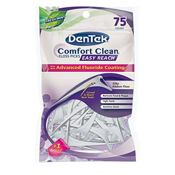 Comfort Clean Back Teeth Floss Picks 75Count (Pack of 6)