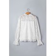 thumbnail image 5 of TinyCribz Chic White Sheer Lace Top for Women – Ruffled Round Neck Long Sleeve Vacation Blouse XL, 5 of 10
