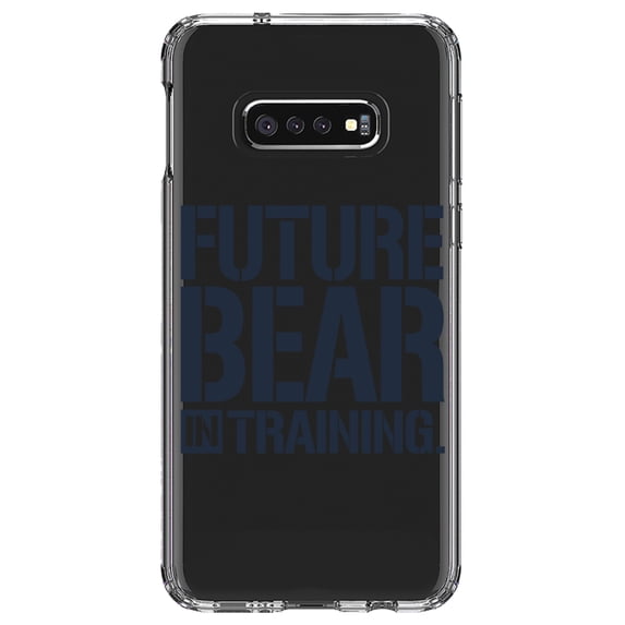 DistinctInk Clear Shockproof Hybrid Case for Samsung Galaxy S10e (5.8" Screen) - TPU Bumper Acrylic Back Tempered Glass Screen Protector - Future Bear in Training